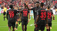 Bayer Leverkusen celebrate their win over Union Berlin in Bundesliga 2025-26.