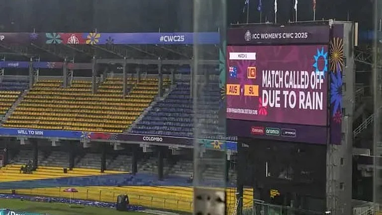 Torrential rain and gloomy skies at the R Premadasa Stadium washed out the Sri Lanka vs Australia Women’s ODI World Cup group-stage clash without a ball bowled, casting doubt over the fate of Sunday’s India vs Pakistan showdown scheduled at the same venue. - (AP Photo/ Eranga Jayawardena)