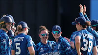 X/@englandcricket : South Africa Vs England, ICC Women's Cricket World Cup 2025: ENG players celebrating their win.