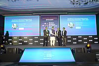 bharat : Ganesh Swar receiving Nation Builders Excellence Award on stage