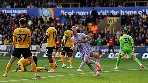 Jan Paul van Hecke celebrates against Wolves.