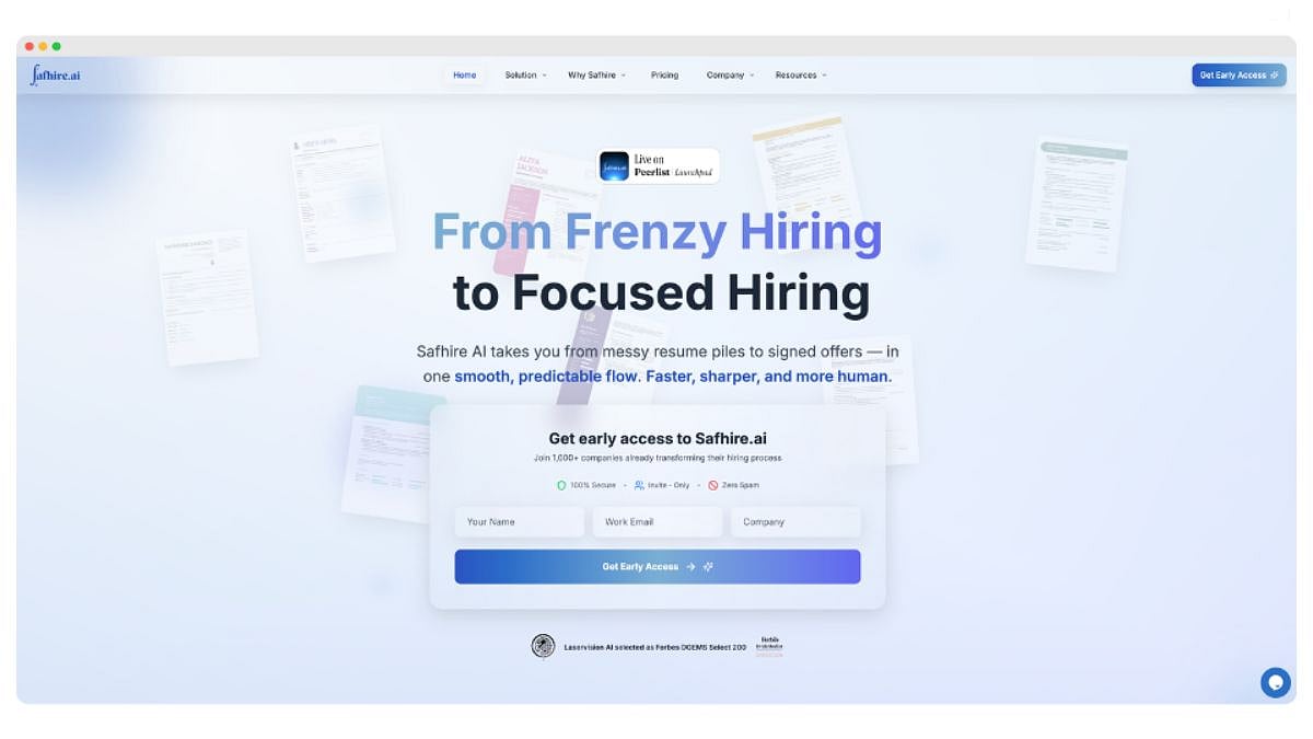 Safhire.ai platform job dashboard