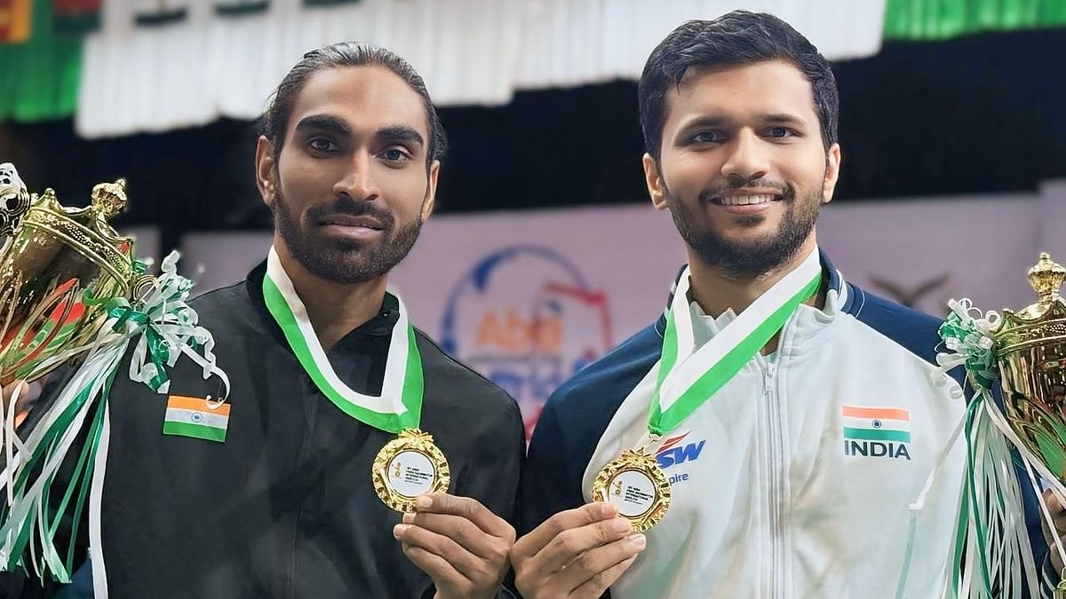 Special Arrangement : Pramod Bhagat (left) combined with Sukant Kadam to win the men’s doubles gold at the 1st Abia Para Badminton International tournament.