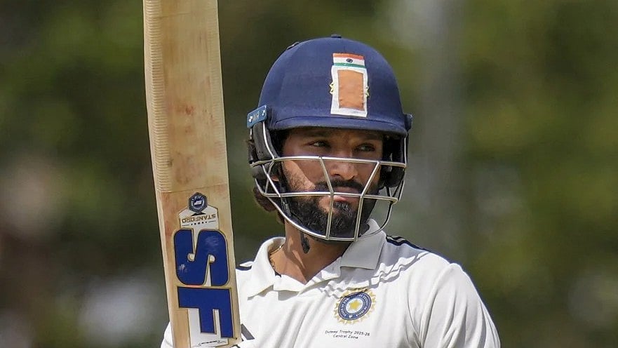 PTI : Central Zone captain Rajat Patidar celebrates his century during their Duleep Trophy 2025 quarterfinal match against North East Zone at the BCCI Centre of Excellence Ground in Bengaluru, Karnataka, on August 28, 2025. 