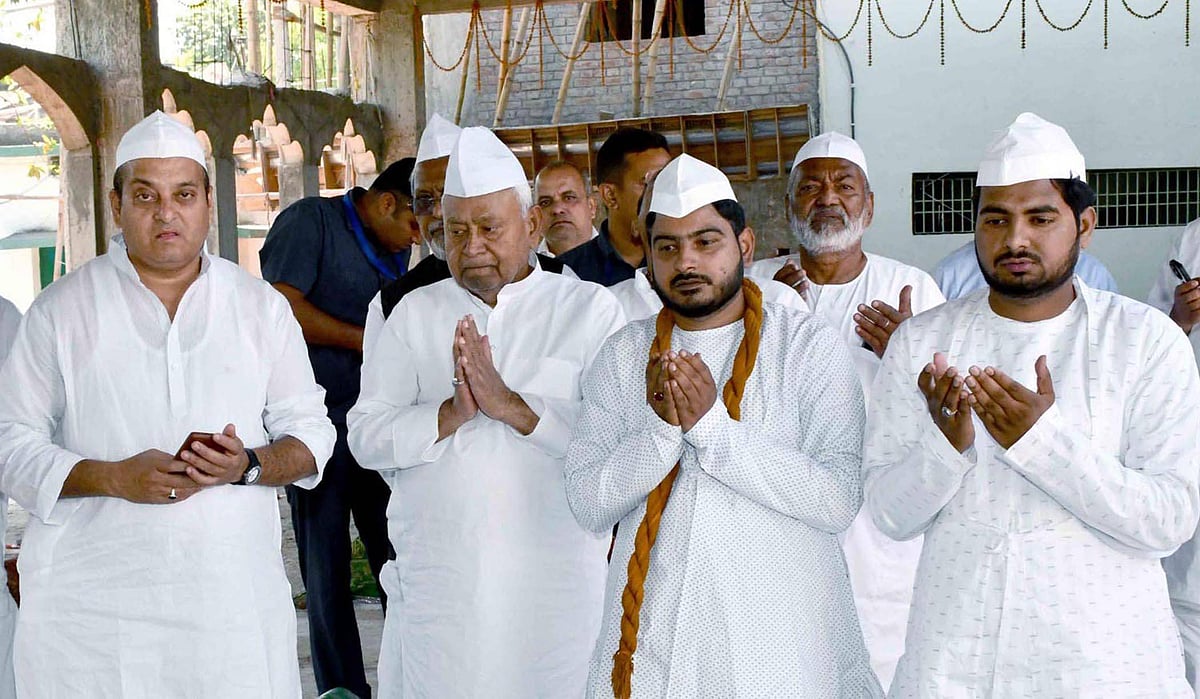 Bihar Chief Minister Nitish Kumar offering Dua on Eid-Ul-Fitr in Patna, India - Santosh Kumar/ Hindustan Times