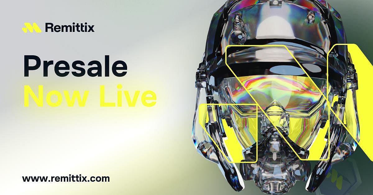 Remittix cryptocurrency presale, featuring the Remittix logo and a futuristic design