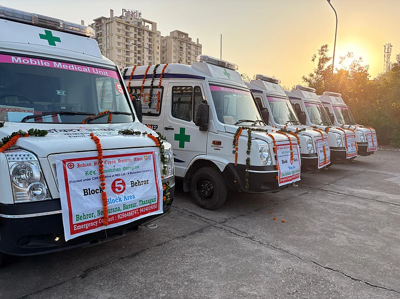 Mobile Medical Units lined up next to each other