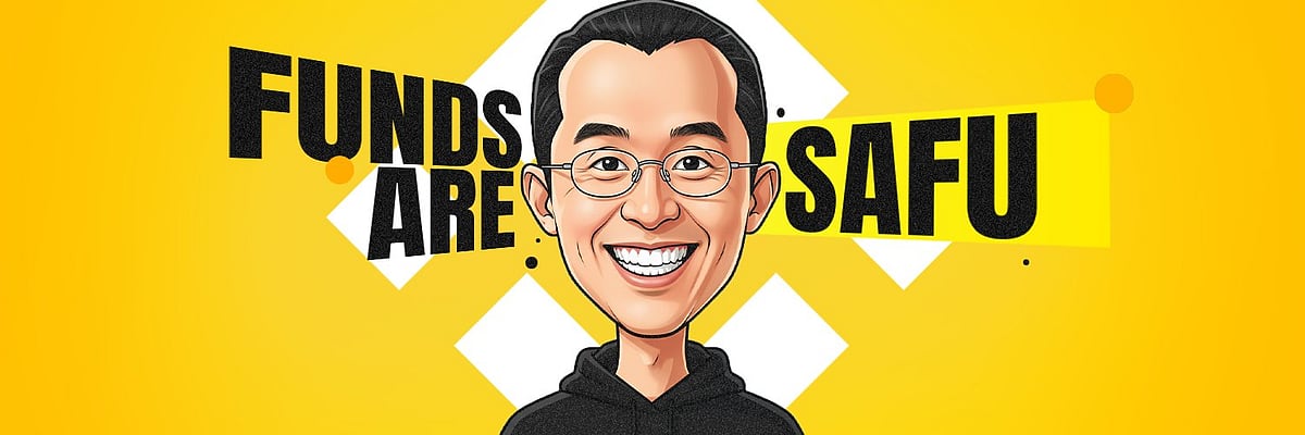 Cartoon drawing with text FUNND ARE SAFU on a yellow background.