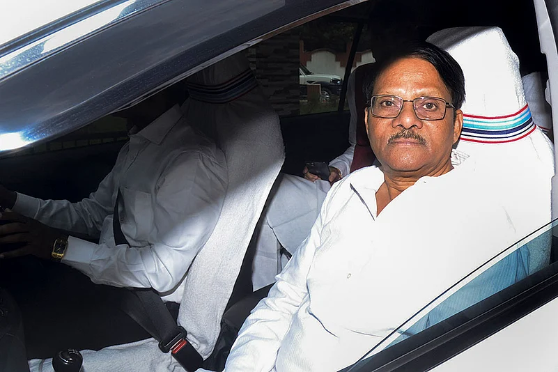 K Raju arrives for a meeting in Ranchi
