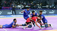Pro Kabaddi : Action from the Patna Pirates vs Tamil Thalaivas, Pro Kabaddi League 2025 match in Chennai.