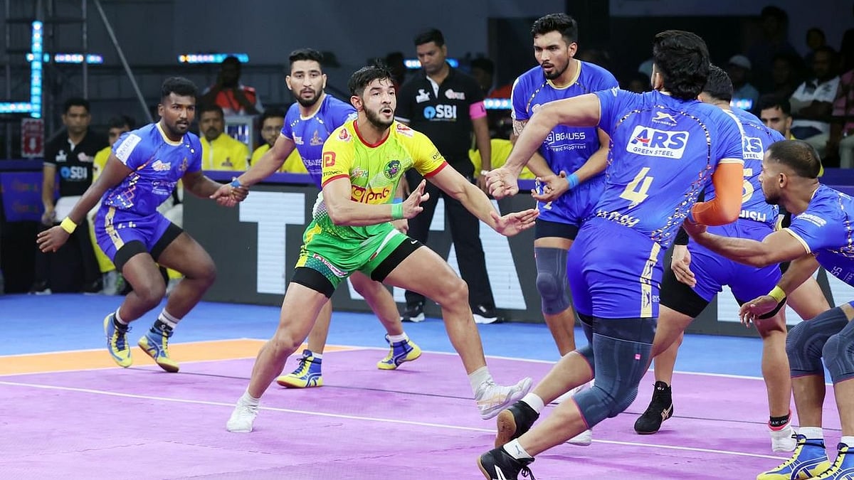 Pro Kabaddi : Action from the Patna Pirates vs Tamil Thalaivas, Pro Kabaddi League 2025 match in Chennai.