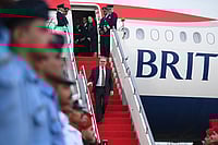 Leon Neal : Britain's Prime Minister Keir Starmer arrives at Chhatrapati Shivaji Maharaj International Airport in Mumbai, India Wednesday, Oct. 8, 2025.