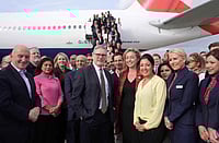 Britain's Prime Minister Keir Starmer arrives at Chhatrapati Shivaji Maharaj International Airport in Mumbai, India Wednesday, Oct. 8, 2025.