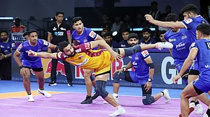 PKL : Telugu Titans Vs Haryana Steelers, PKL 2025: Glimpse from the match.