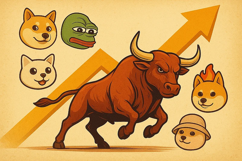 Cartoon illustration of Meme coins