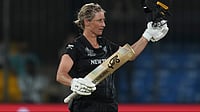 | Photo: AP/Rafiq Maqbool : New Zealand's captain Sophie Devine celebrates her century during the ICC Women's Cricket World Cup cricket match between New Zealand and Australia at Holkar Cricket Stadium in Indore, India, Wednesday, Oct. 1, 2025. 