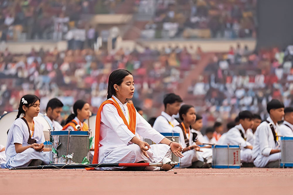 | Photo: Imago/NurPhoto : Eastern Outreach: Students participate in a shivir organised by Vidya Bharati Purvottar Kshetra in Guwahati