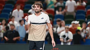 Valentin Vacherot celerbates quarter-final win