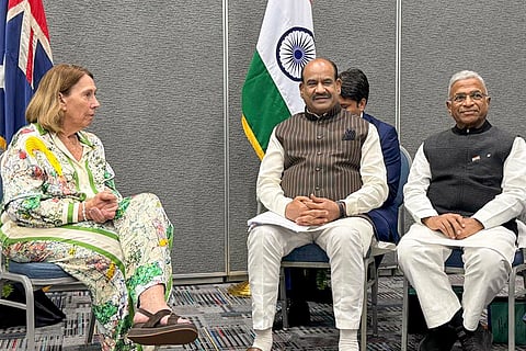 Om Birla meets Sue Lines in Bridgetown