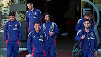 | Photo: X/SpainIsFootball : The Spanish national football team players departing for Iberia for their FIFA World Cup 2026 Europe Qualifiers match against Georgia.