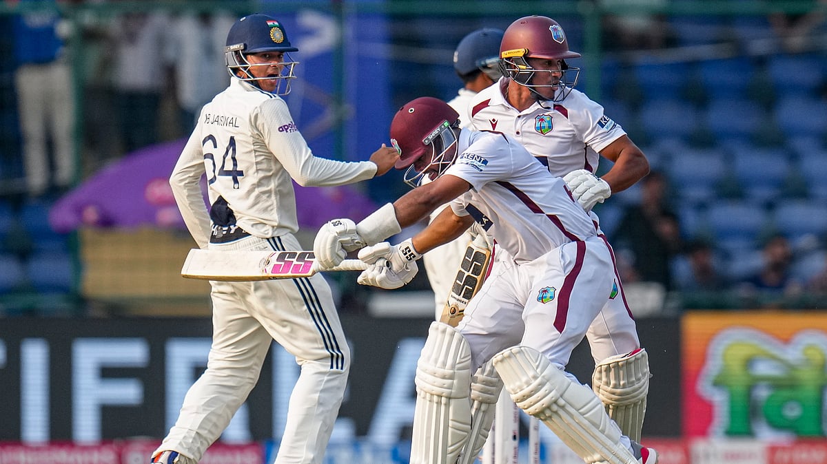 PTI : West Indies' Shai Hope and Tevin Imlach run between the wickets during the second day of the second Test against India at the Arun Jaitley Stadium.