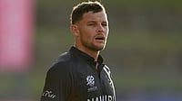 Namibia all-rounder Gerhard Erasmus in action against South Africa.