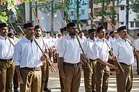 | Photo: PTI/Shailendra Bhojak : RSS Path Sanchalan in Bengaluru
