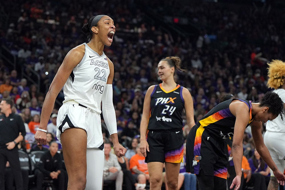 WNBA Finals Las Vegas Aces vs Phoenix Mercury Basketball game photos_Aja Wilson