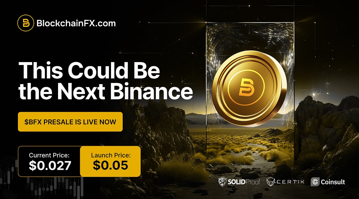 BlackchainFX ad: This Could Be the Next Binance. SBFX presale price $0.027, launch price $0.05.