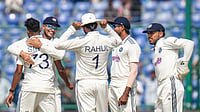 Photo: PTI | Shahbaz Khan : India vs West Indies Highlights, 2nd Test Day 4: IND celebrate a WI wicket in Delhi.
