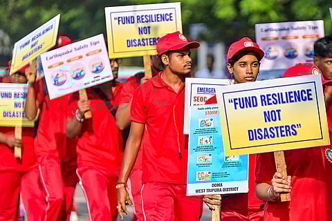 Volunteers take part in disaster risk reduction rally in Agartala