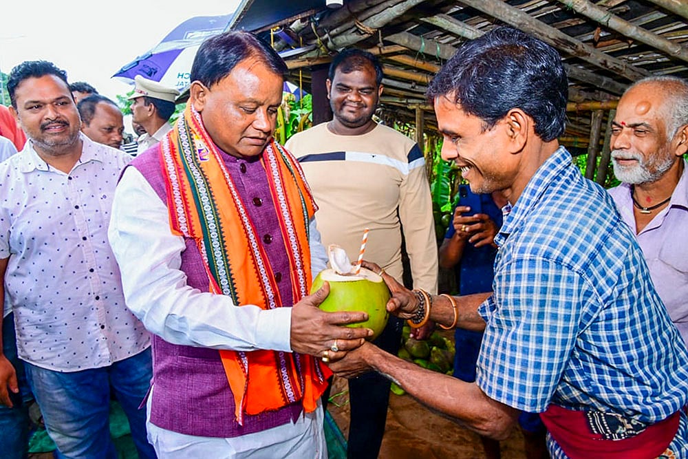 Mohan Charan Majhi takes tender coconut water