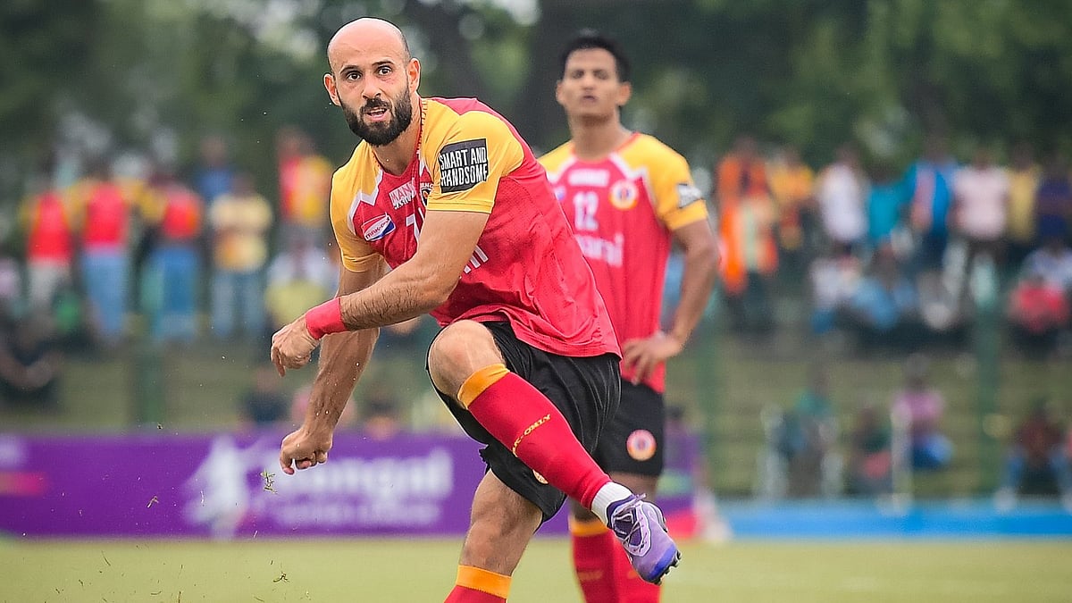 | Photo: X/eastbengal_fc : East Bengal's Mohammed Bassim Rashid in action for East Bengal in IFA Shield 2025.