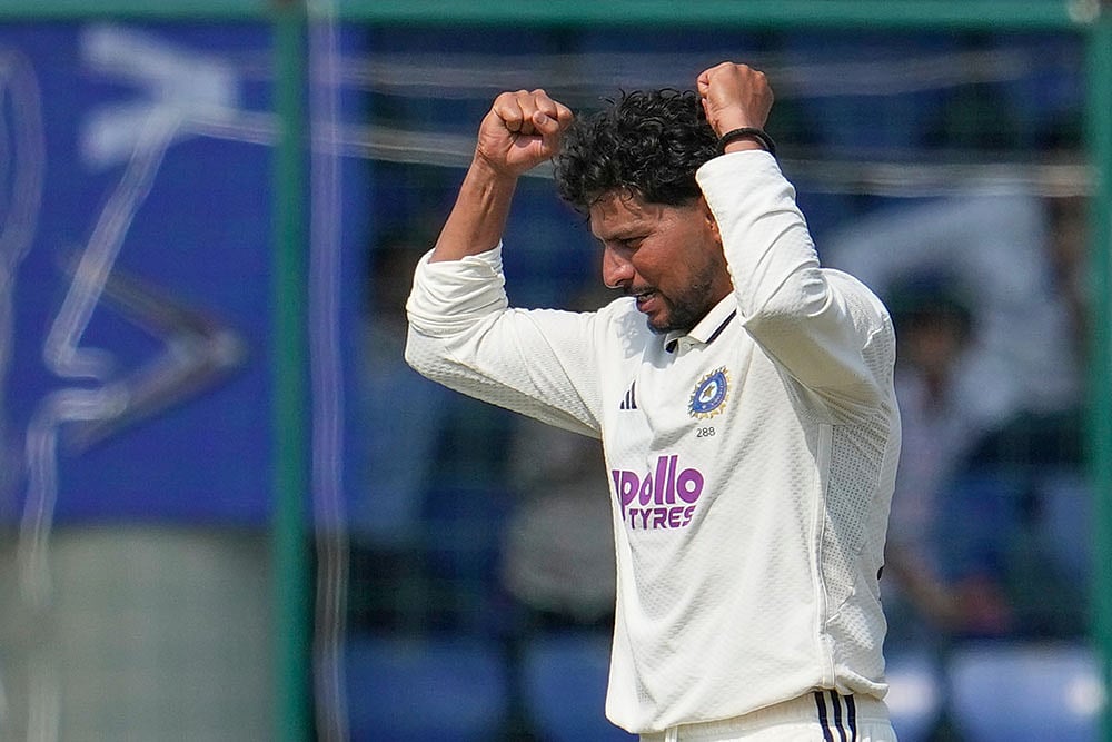 West indies tour of India, 2nd test cricket day 4 photo highlights_Kuldeep Yadav 