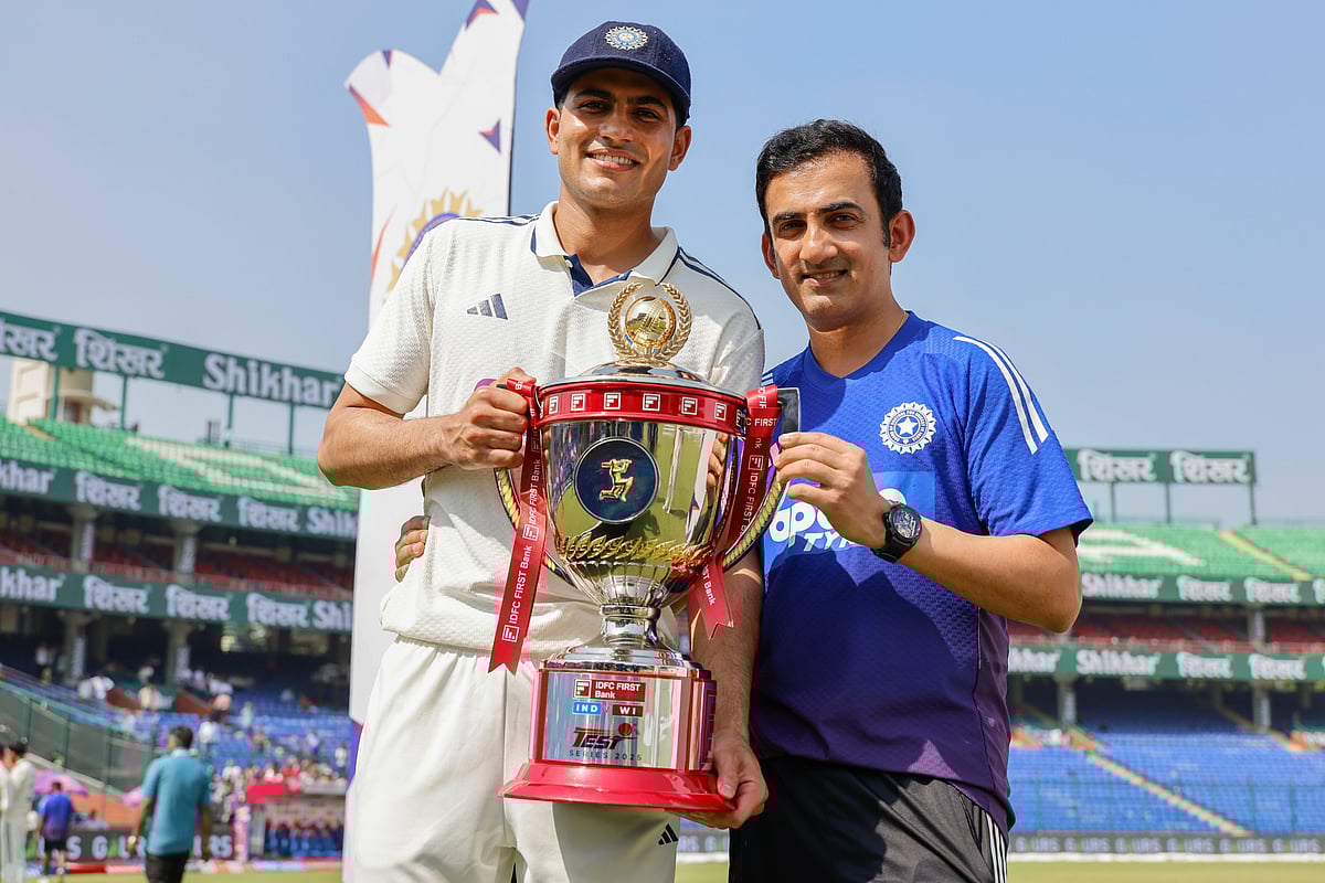 X/BCCI  : Shubman Gill and Gautam Gambhir hold the trophy after beating West Indies in New Delhi