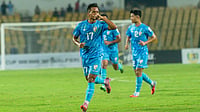 | Photo: AIFF/Shibu Preman : India's Lallianzuala Chhangte celebrates after scoring against Singapore in the AFC Asian Cup 2027 Qualifiers at Fatorda Stadium in Margao on October 14, 2025.