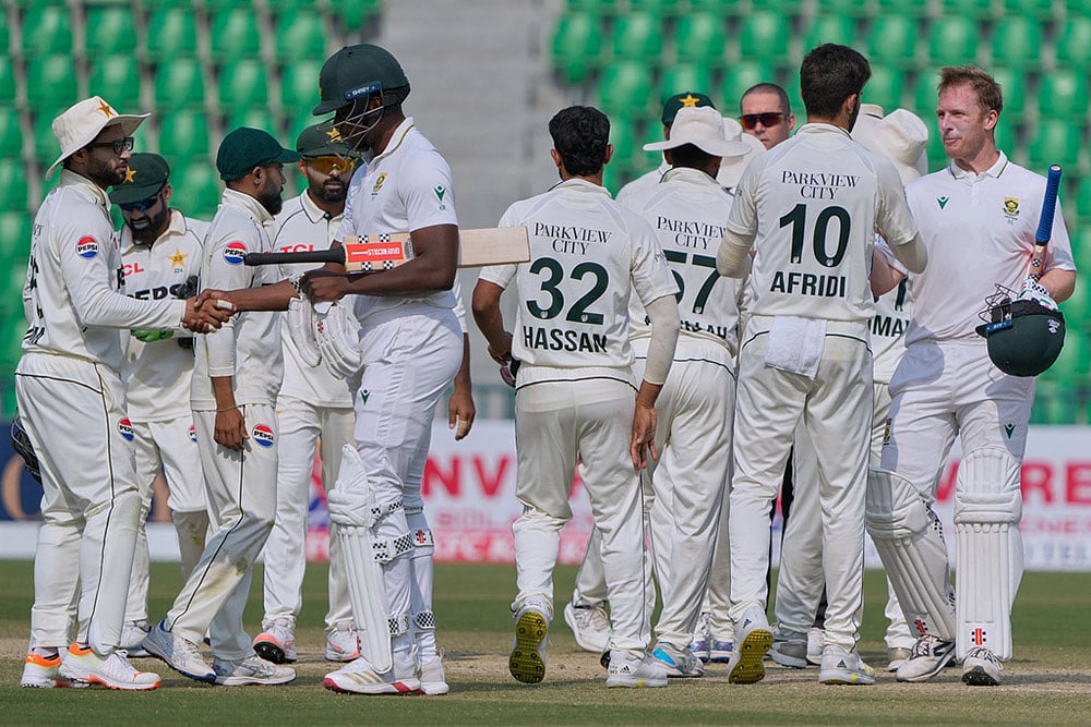 South Africa tour of Pakistan 1st test day 4 photos from Lahore_Simon Harmer, Kagiso Rabada