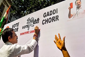 Photo: PTI; Representative image : Vote Chor Gaddi Chorr in Kolkata