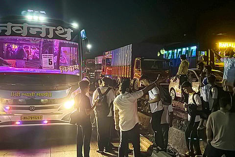 Traffic jam on Mumbai-Ahmedabad highway in Palghar district