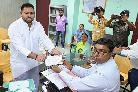Bihar polls: Tejashwi files nomination papers from Raghopur