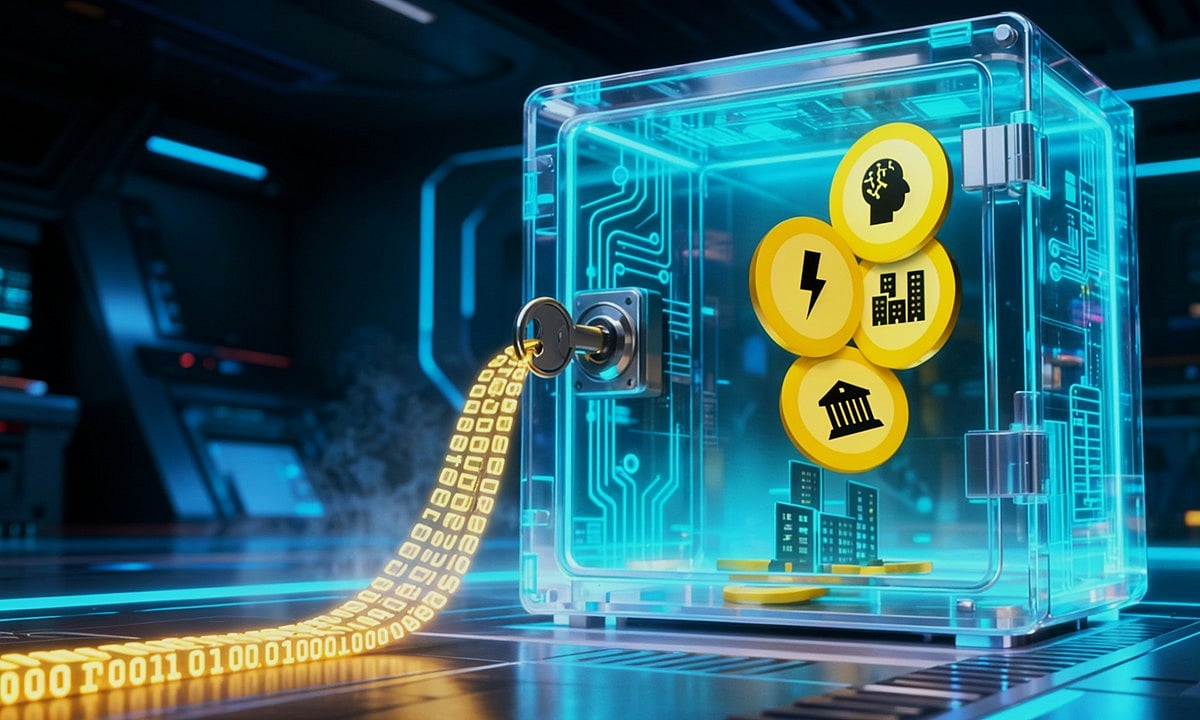 A digital vault representing tokenized real-world assets