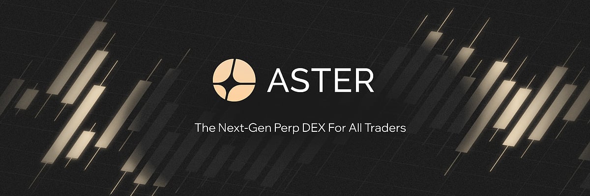 Banner for ASTER, The Next-Gen Perp DEX For All Traders, with a candlestick chart background