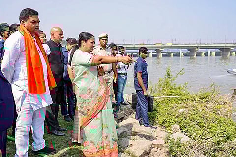 Delhi CM Rekha Gupta inspects Yamuna River banks