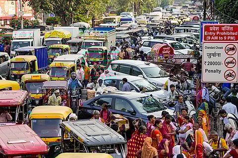 Traffic amid festivities