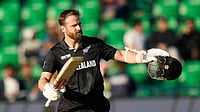 Kane Williamson Announces Retirement From T20I: See Stats, Records For New Zealand | Photo: AP/Anjum Naveed : File photo of New Zealand's Kane Williamson celebrating a century against South Africa in Champions Trophy 2025.