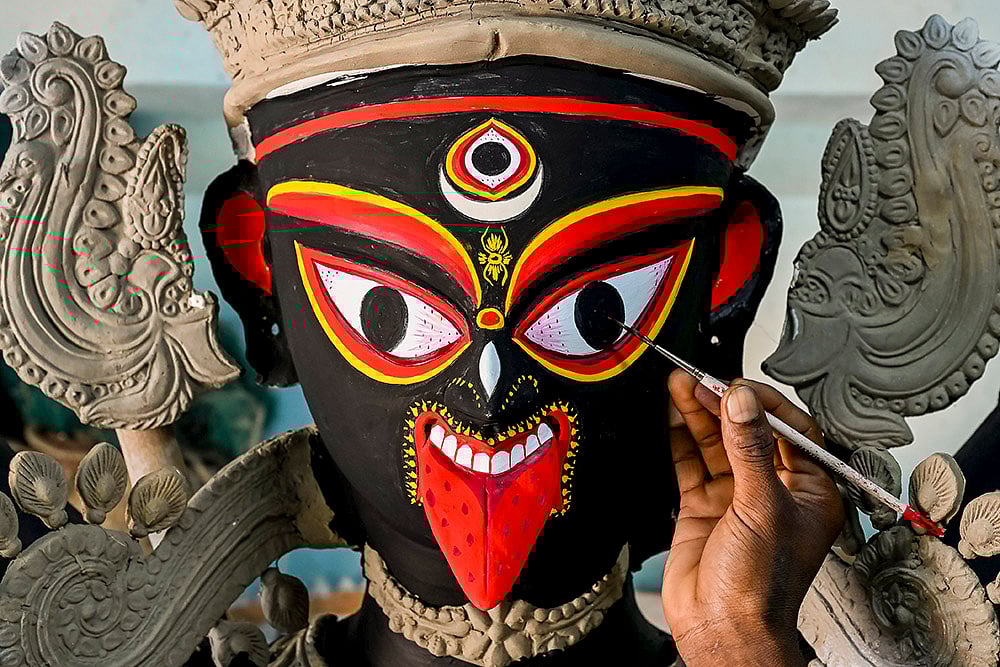 Preps for Kali Puja festival in Nadia