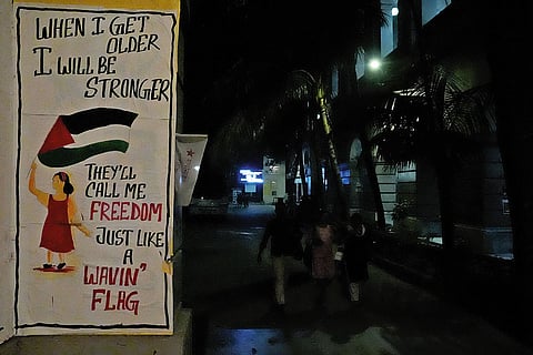 A poster in solidarity of palestine in Jadavpur university, Kolkata