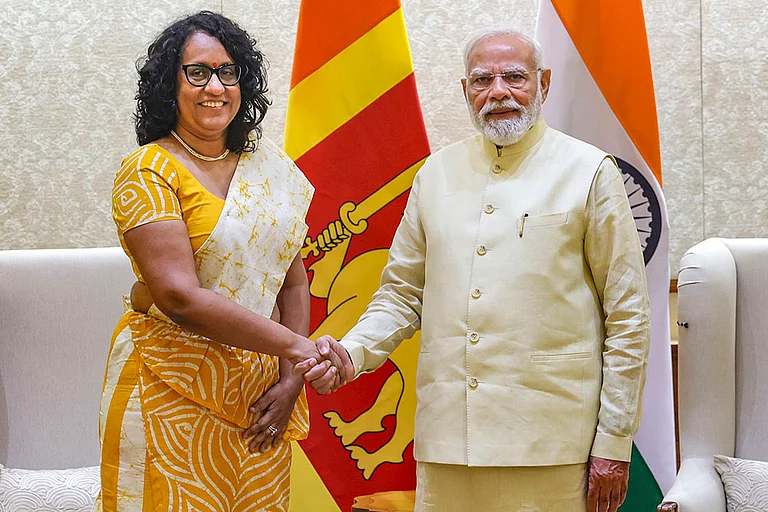 PM Modi meets his Sri Lankan Counterpart - | Photo: Handout via PTI