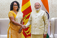 | Photo: Handout via PTI  : PM Modi meets his Sri Lankan Counterpart