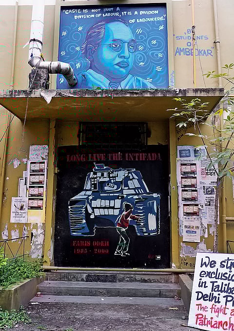 Walls That Speak: Graffiti showing various aspects of student protests and movements. Azadi—a popular slogan—reverberates through university campuses like Jadavpur and Presidency University